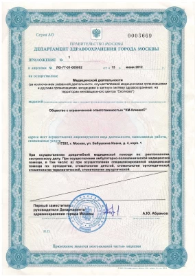Лицензия на осуществление медицинской деятельности. Лист 2